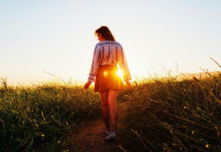 woman walking on pathway