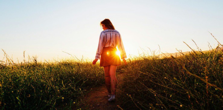woman walking on pathway