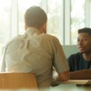 two men talking
