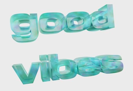 3D text that says good vibes